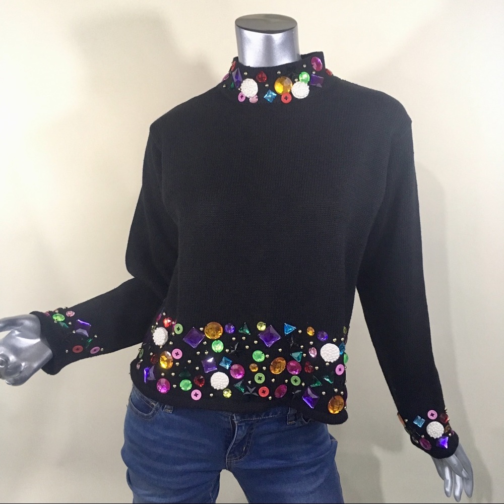 Lisa Nichols Vintage Jewel Embellished Sweater